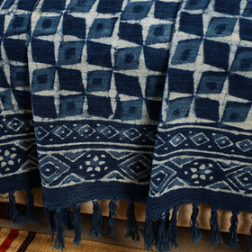 Blue - handloom jaipur cotton sofa throw 02 - handcrafted