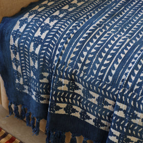Blue Handloom Jaipur Block Print Cotton Sofa Throw