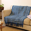Blue Handloom Jaipur Block Print Cotton Sofa Throw