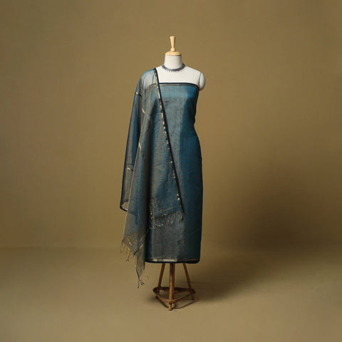 Handloom maheshwari silk tissue zari 2pc unstitched dress