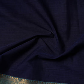 Blue Handloom Mangalagiri Cotton Fabric with Zari Border