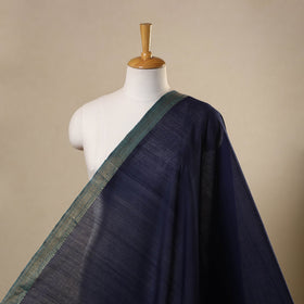 Blue Handloom Mangalagiri Cotton Fabric with Zari Border