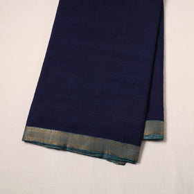 Blue Handloom Mangalagiri Cotton Fabric with Zari Border