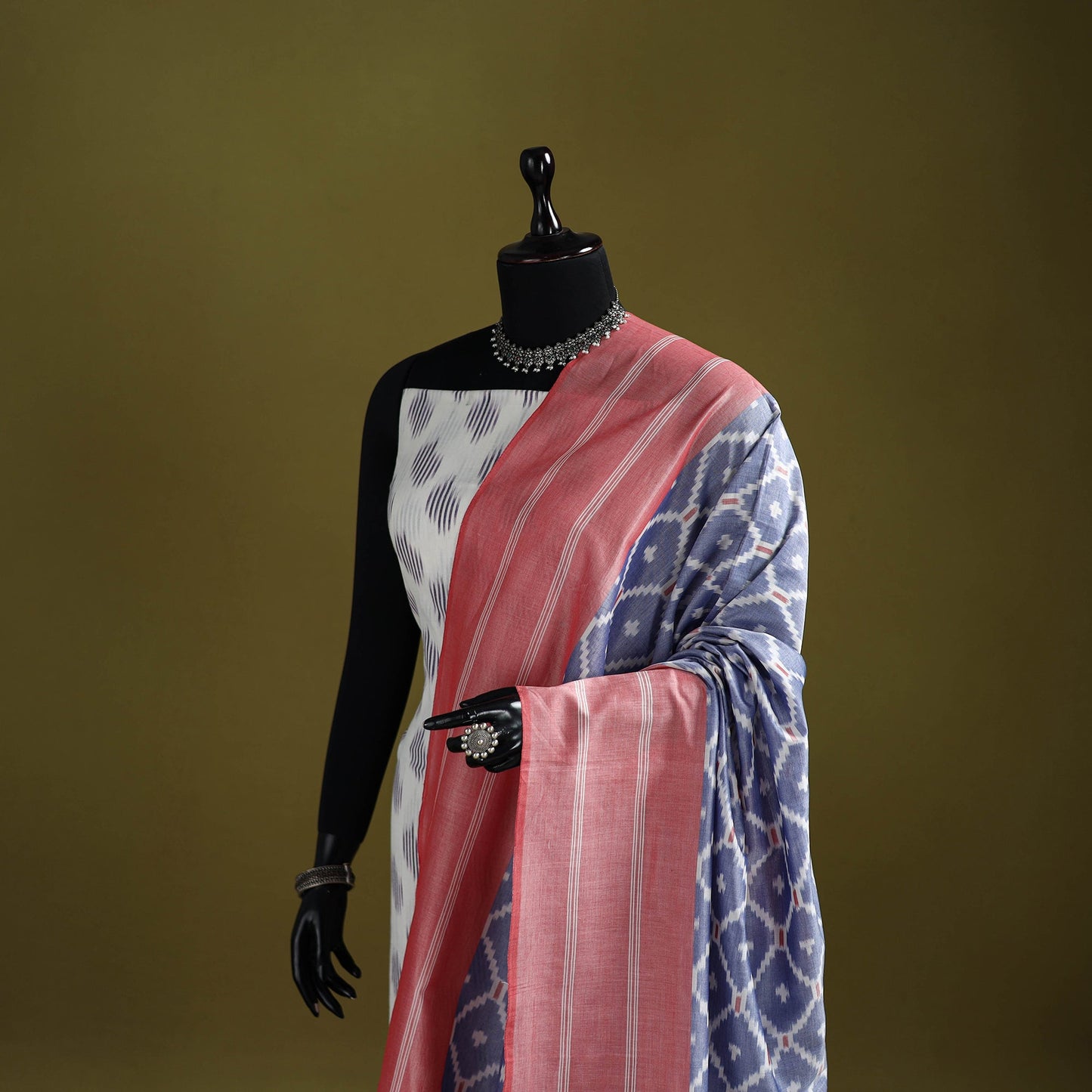 Handloom mercerised cotton pochampally ikat dupatta 11