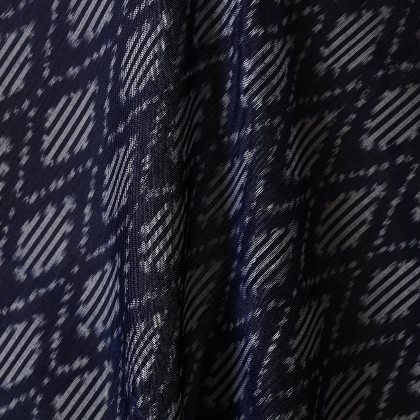 Blue - handloom mercerised cotton pochampally ikat fabric