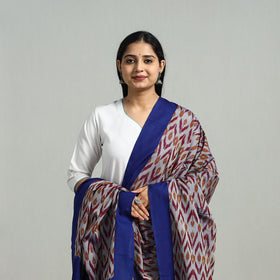Blue - handloom mercerized cotton pochampally ikat dupatta