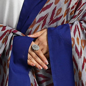 Blue - handloom mercerized cotton pochampally ikat dupatta