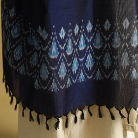 Blue Handloom Mercerized Cotton Pochampally Ikat Dupatta