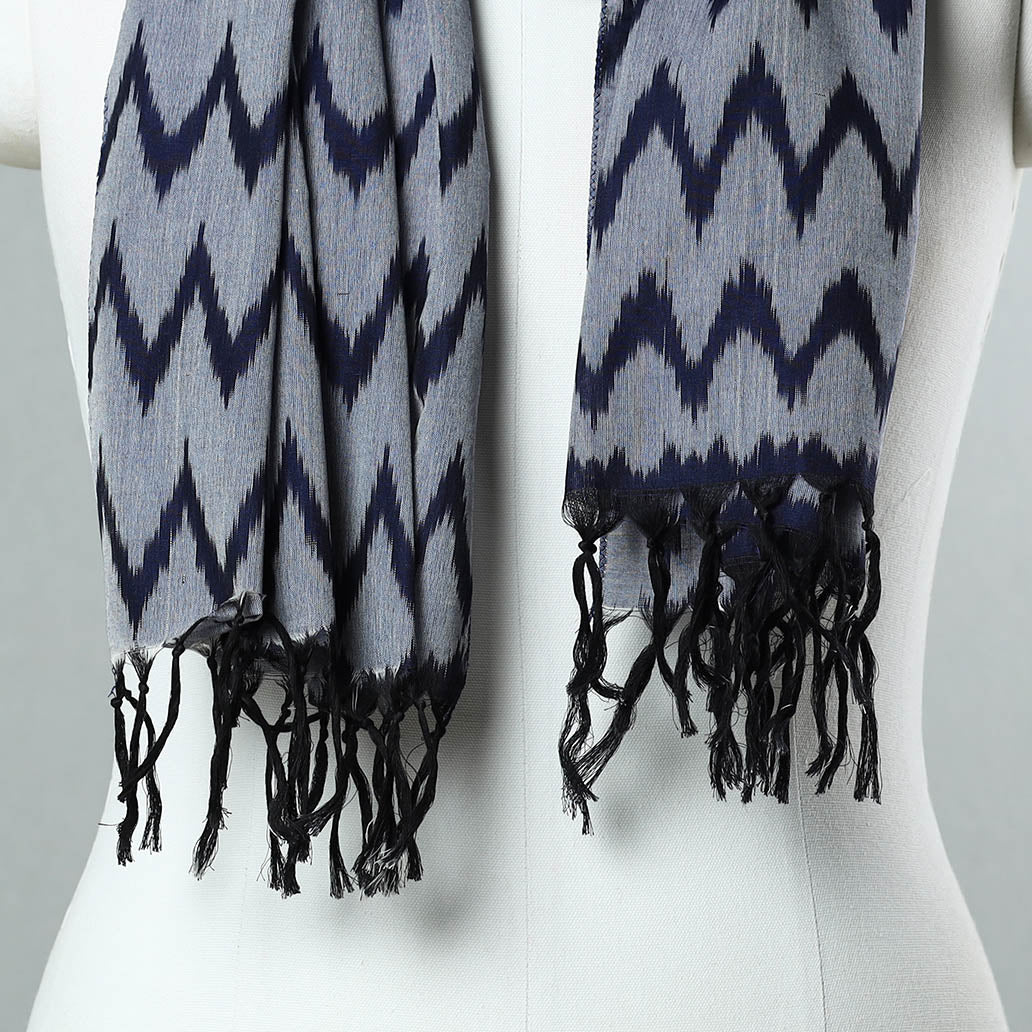 Buy Blue Handloom Mercerized Cotton Pochampally Ikat Stole