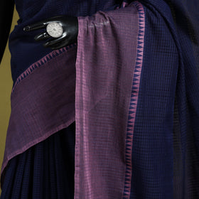 Blue - handloom missing checks cotton thread border