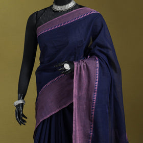 Blue - handloom missing checks cotton thread border