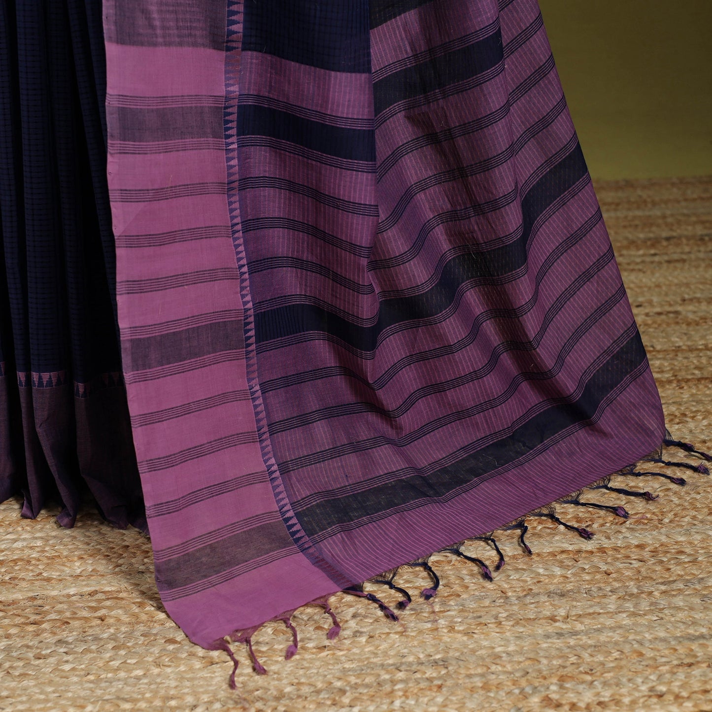 Blue - handloom missing checks cotton thread border