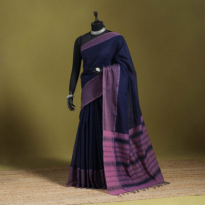 Blue - handloom missing checks cotton thread border