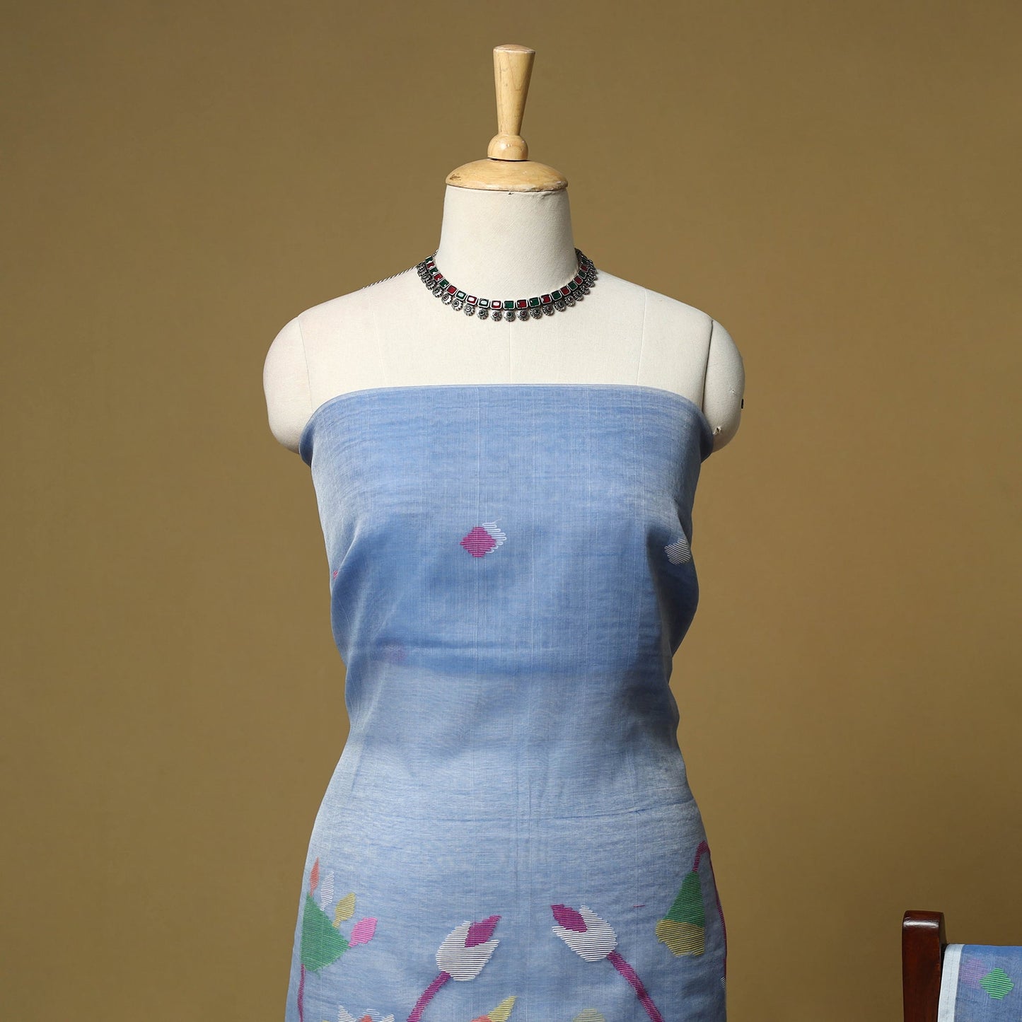 Handloom phulia jamdani silk cotton 2pc unstitched dress