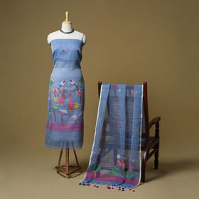 Handloom phulia jamdani silk cotton 2pc unstitched dress