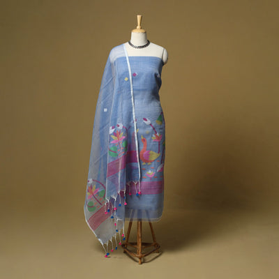 Handloom phulia jamdani silk cotton 2pc unstitched dress