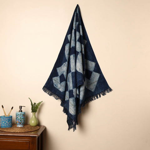 Blue - Handloom Block Printed Cotton Bindaas Towel 10