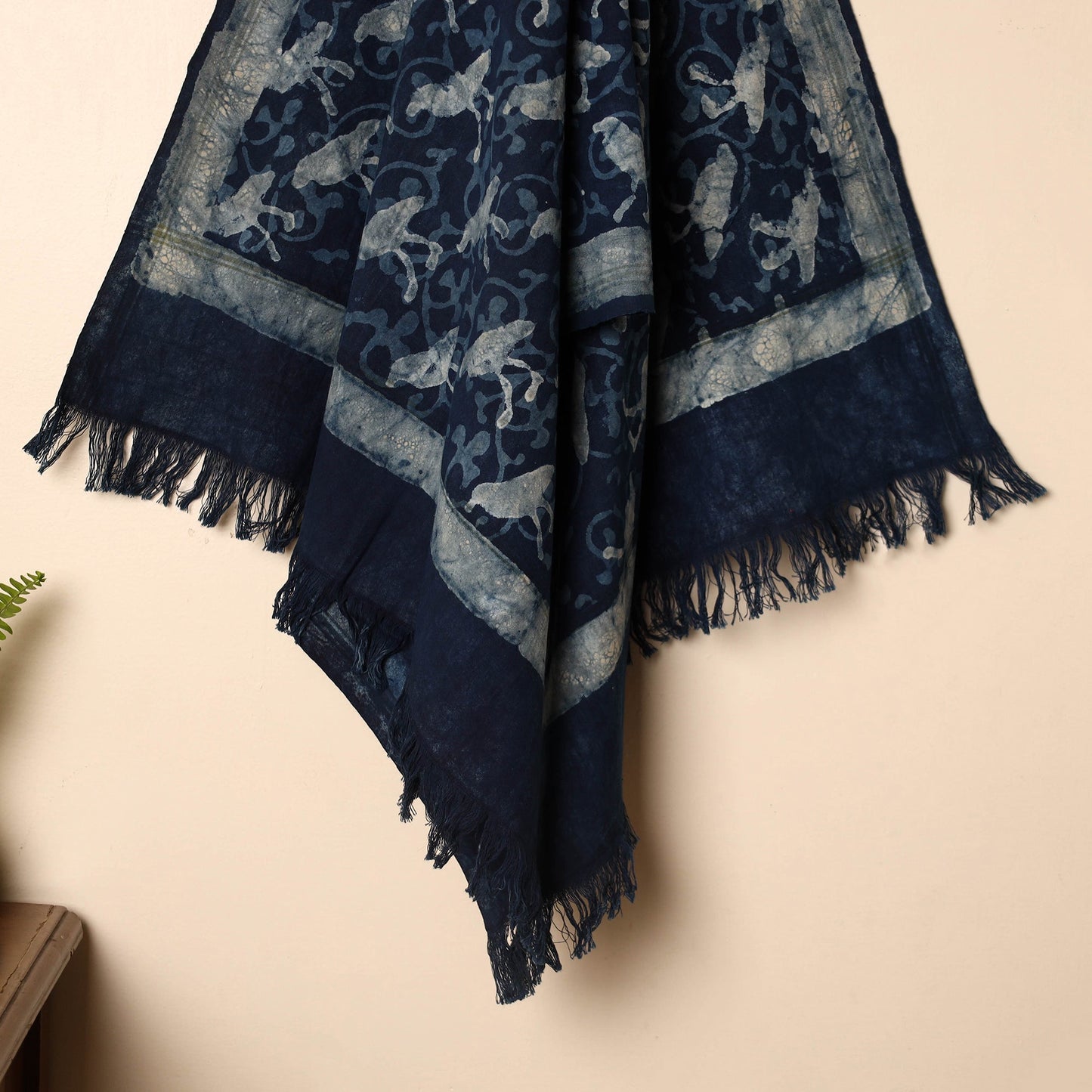 Blue - Handloom Block Printed Cotton Bindaas Towel 34