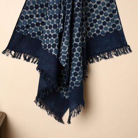 Blue - Handloom Block Printed Cotton Bindaas Towel 43