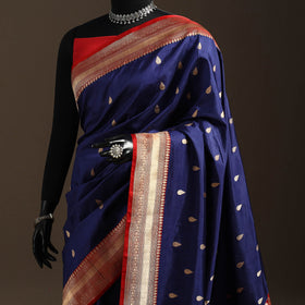 Blue - handloom pure katan silk kaduwa zari buti banarasi