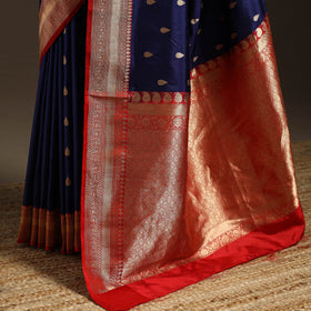 Blue - handloom pure katan silk kaduwa zari buti banarasi