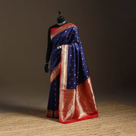 Blue - handloom pure katan silk kaduwa zari buti banarasi