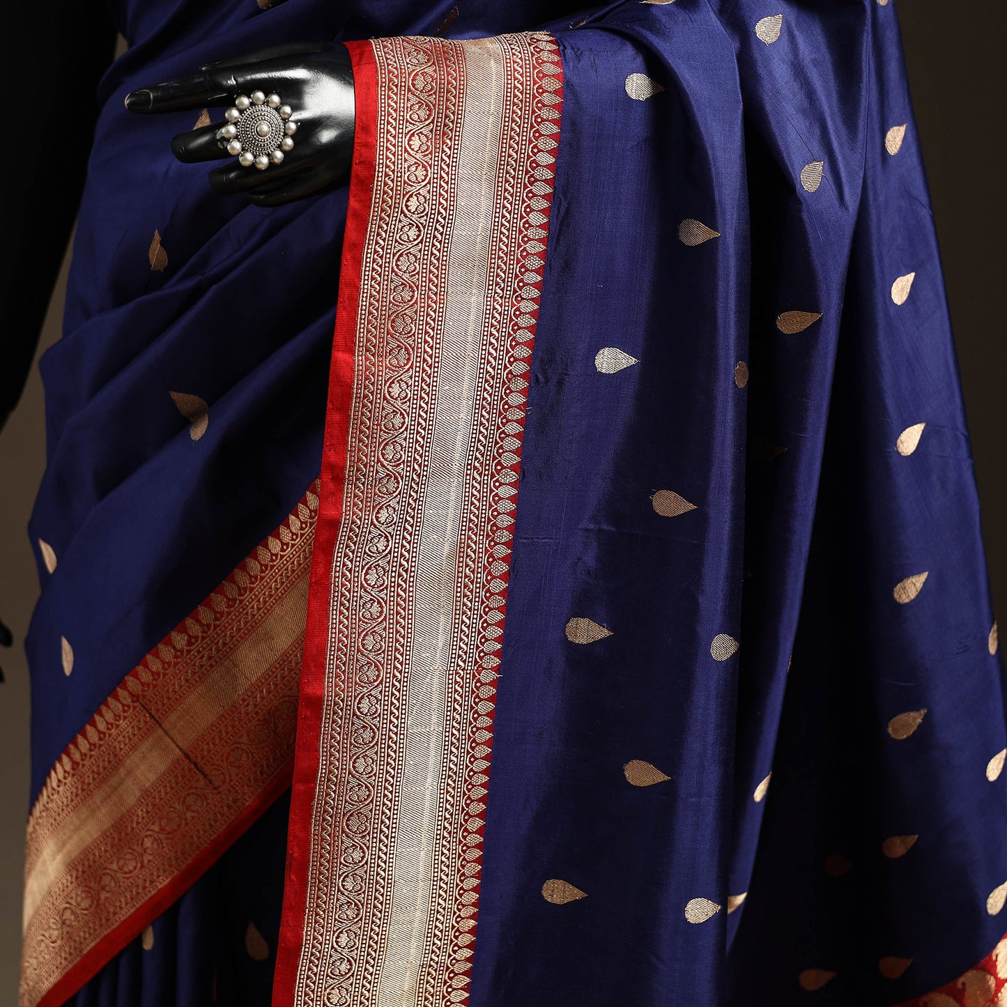 Blue - handloom pure katan silk kaduwa zari buti banarasi