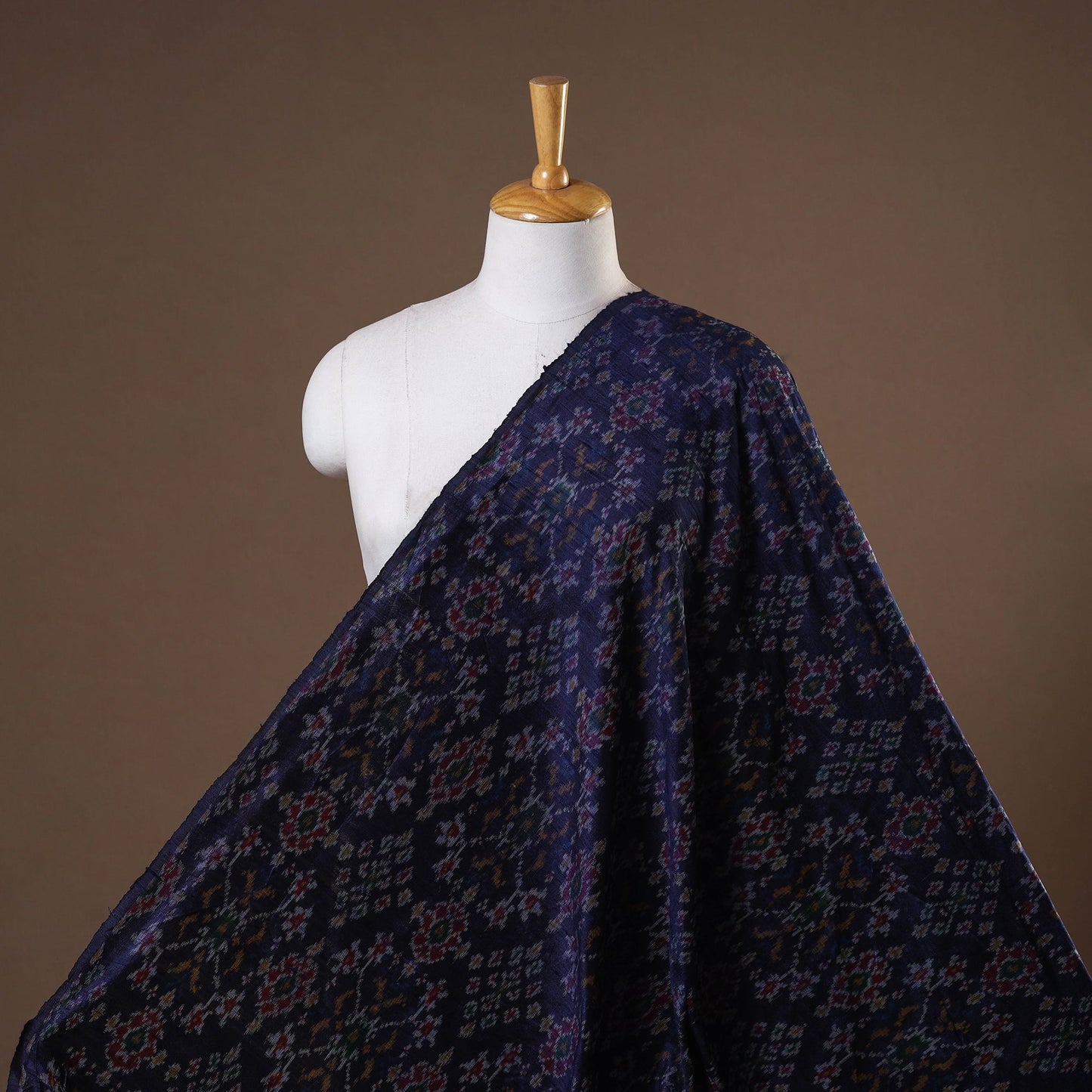 Blue - handloom raw silk pochampally ikat fabric 02