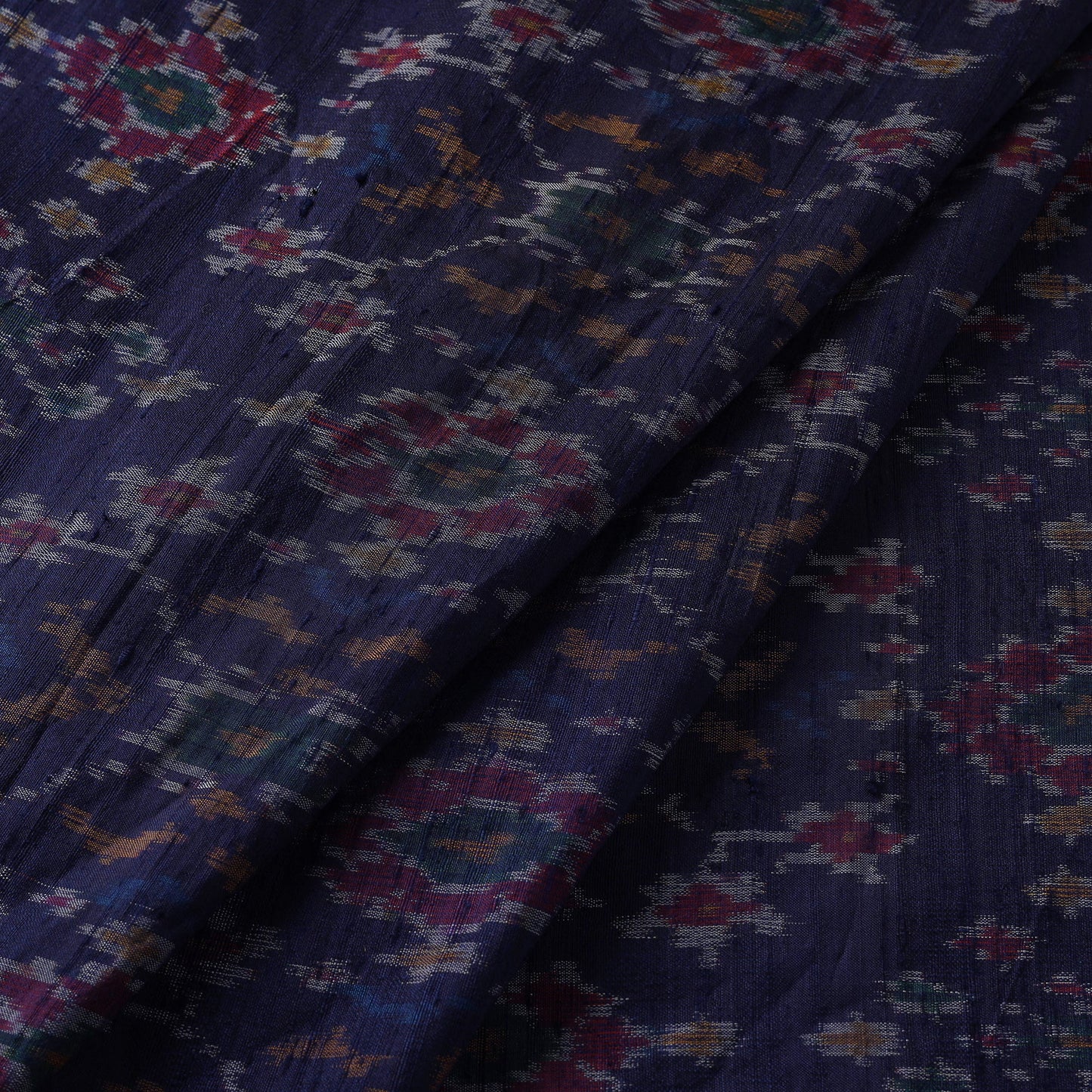 Blue - handloom raw silk pochampally ikat fabric 02