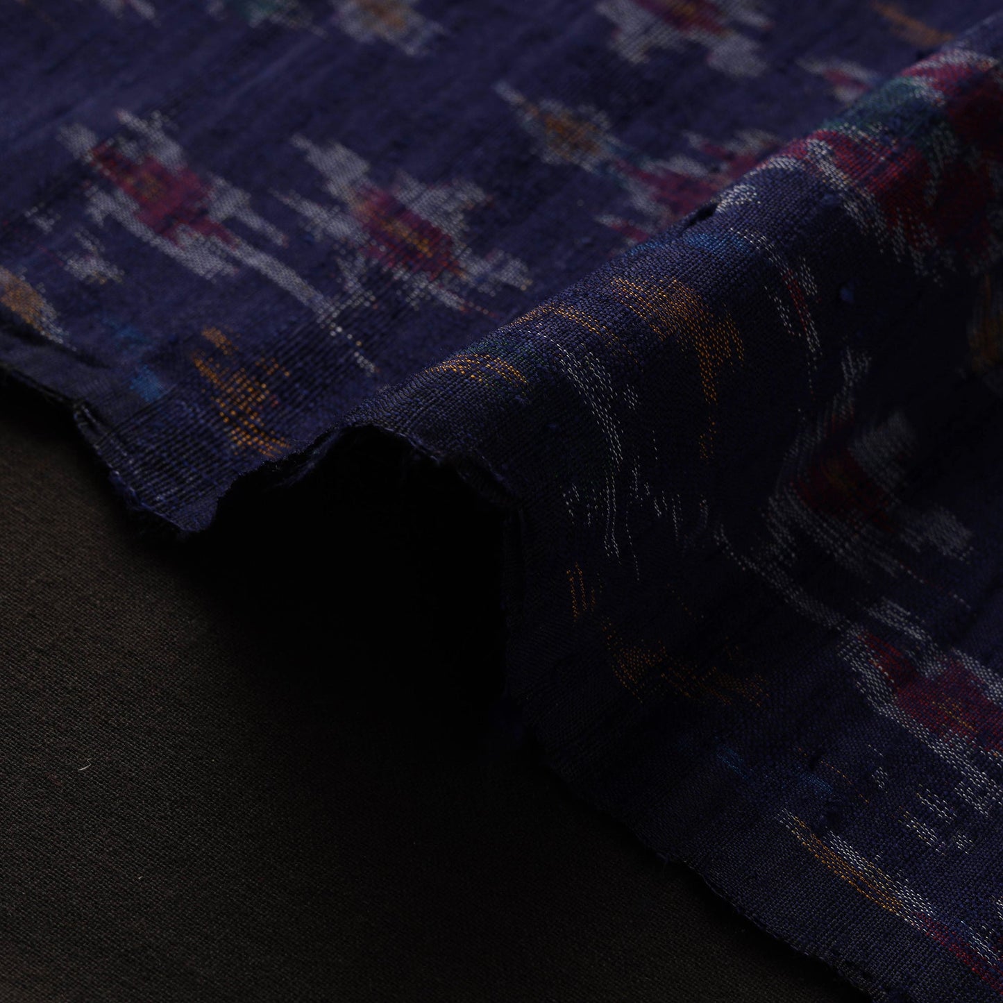 Blue - handloom raw silk pochampally ikat fabric 02