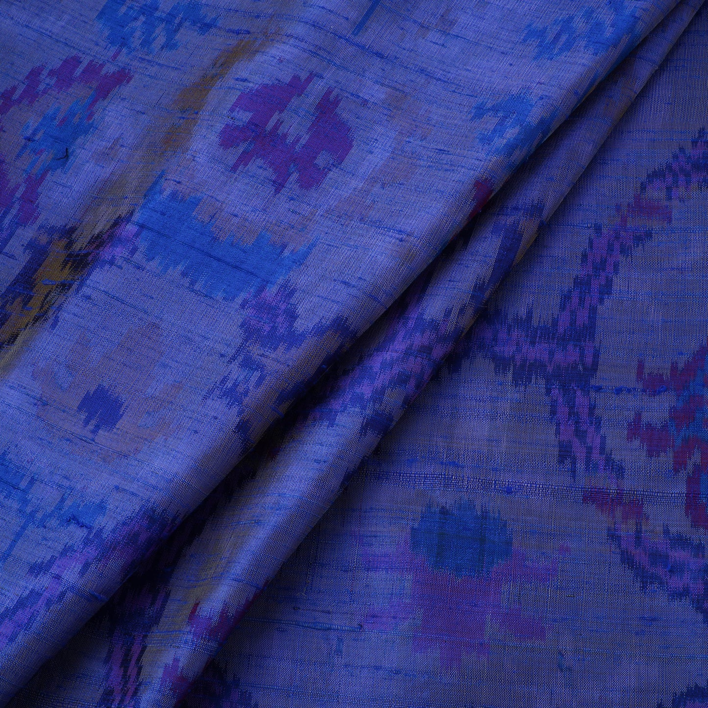 Handloom raw silk pochampally ikat fabric 02 - handcrafted