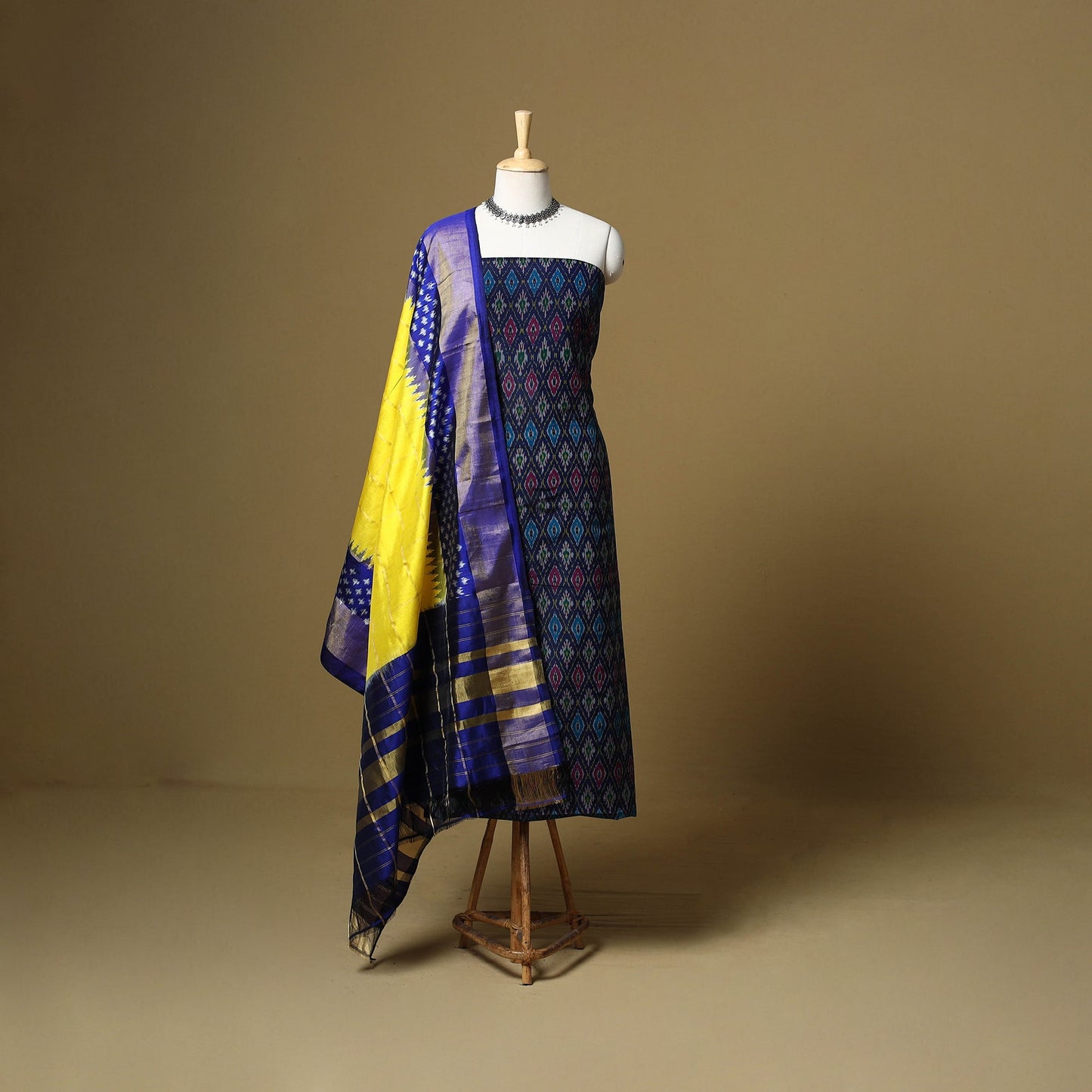Handloom sico pochampally ikat 2pc unstitched dress