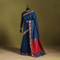 Blue - handloom silk cotton buti maheshwari saree with zari