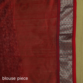 Blue - handloom silk cotton buti maheshwari saree with zari