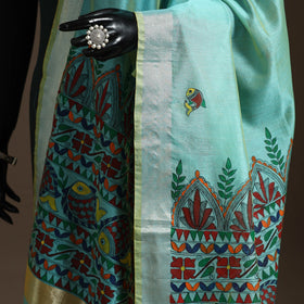 Handloom silk cotton handpainted madhubani dupatta 03