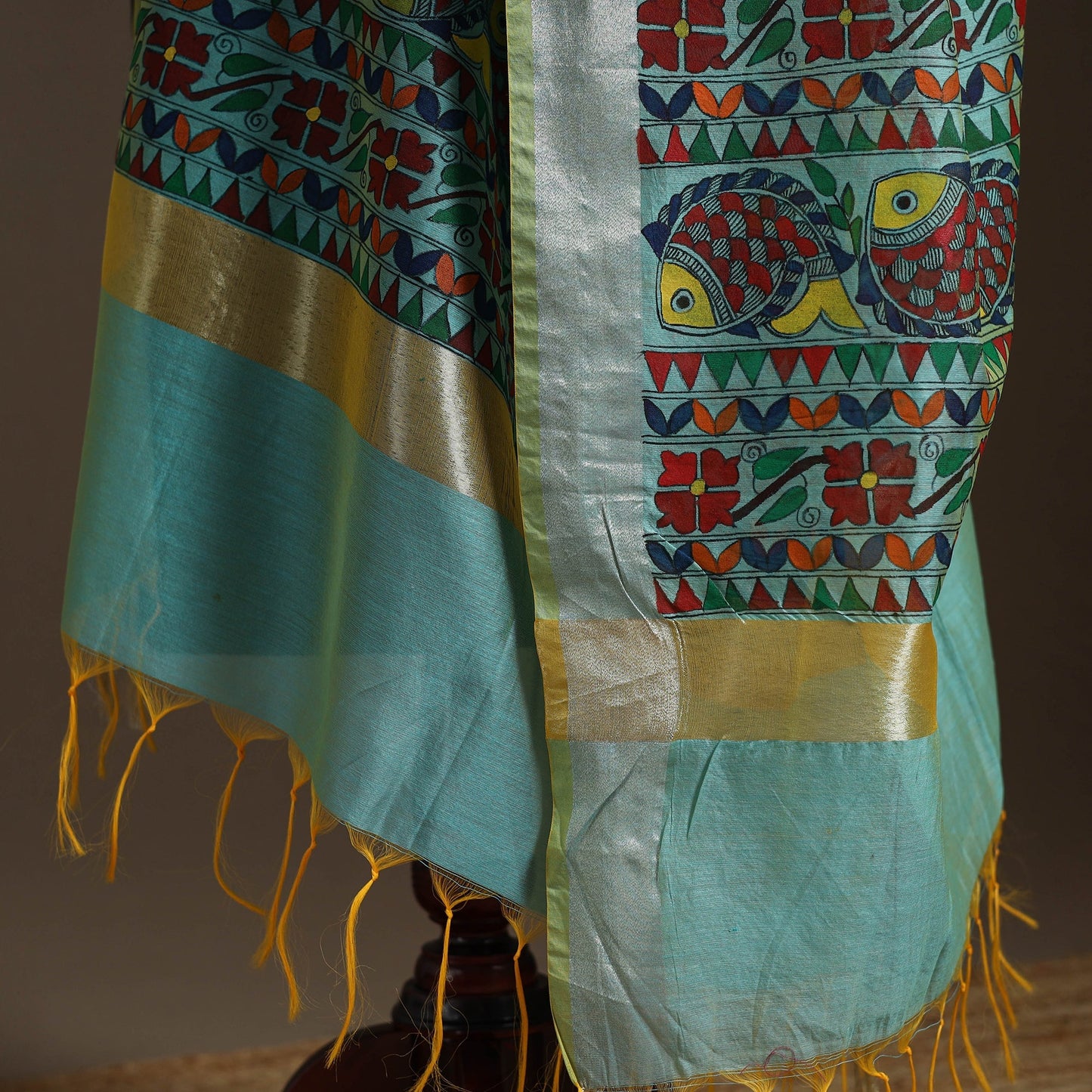 Handloom silk cotton handpainted madhubani dupatta 03