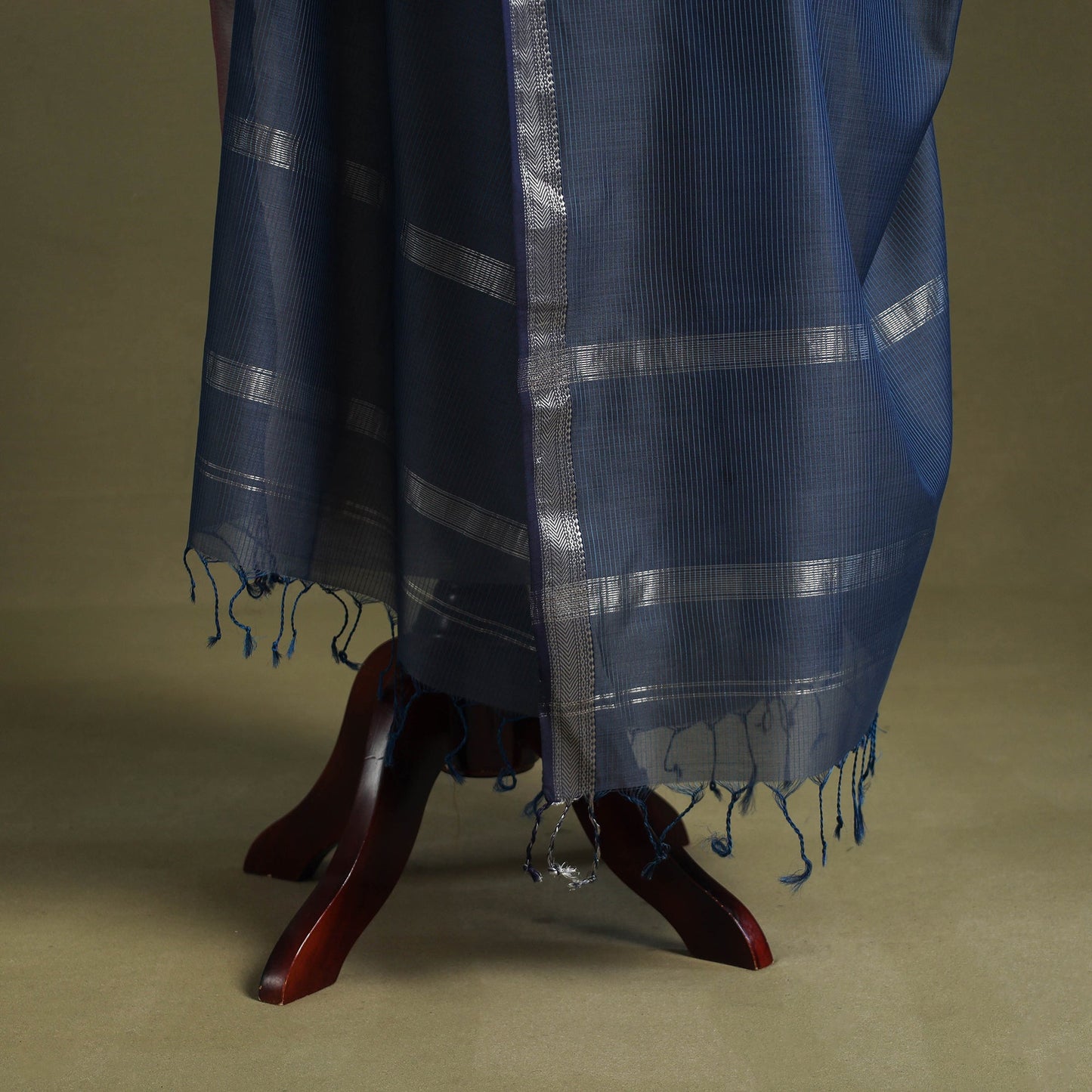 Blue - handloom silk cotton maheshwari dupatta 04