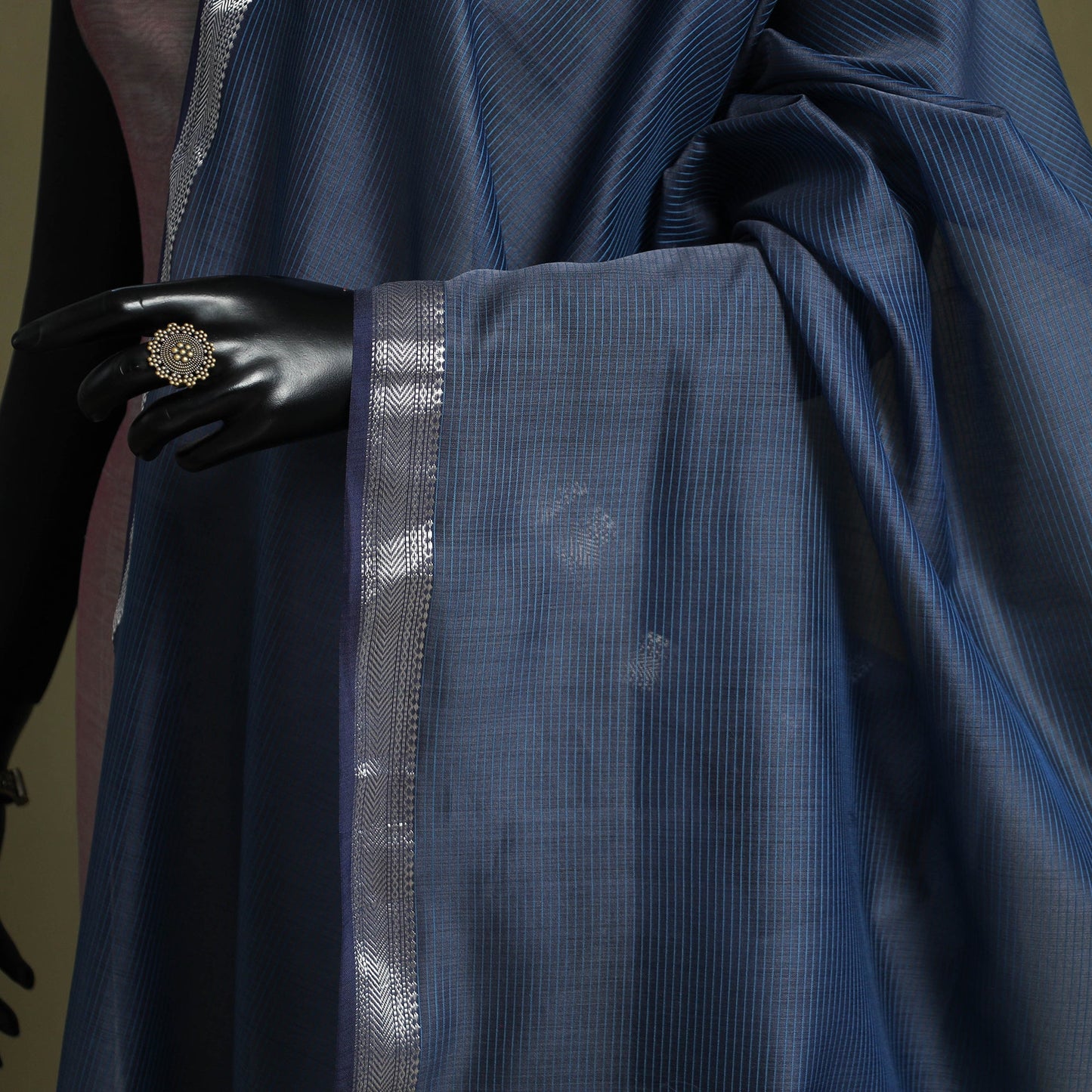 Blue - handloom silk cotton maheshwari dupatta 04