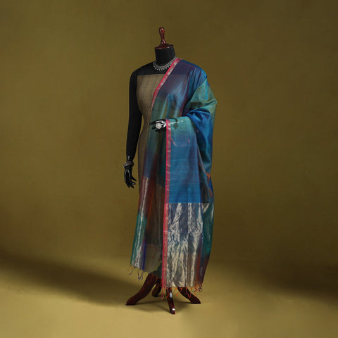 Handloom silk cotton maheshwari dupatta with zari border 17
