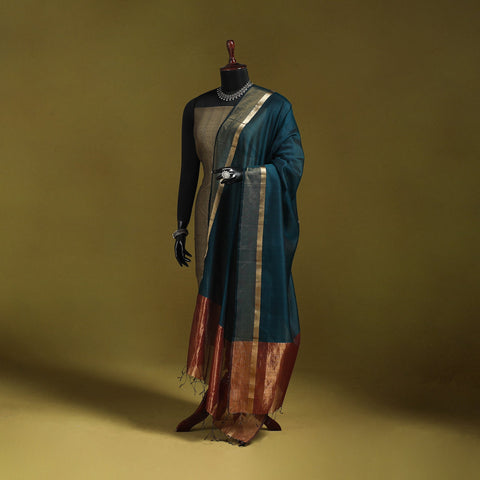 Handloom silk cotton maheshwari dupatta with zari border 32