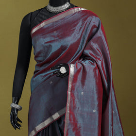 Blue - handloom silk cotton zari border & buti mangalagiri