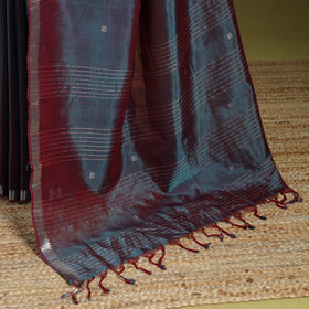 Blue - handloom silk cotton zari border & buti mangalagiri