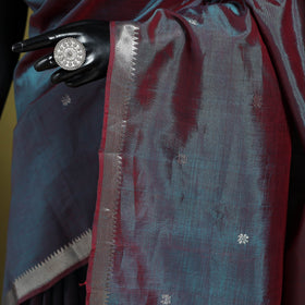 Blue - handloom silk cotton zari border & buti mangalagiri