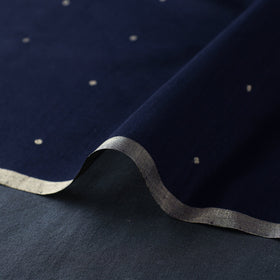 Blue Handloom Silk Cotton Zari Buti Chanderi Fabric