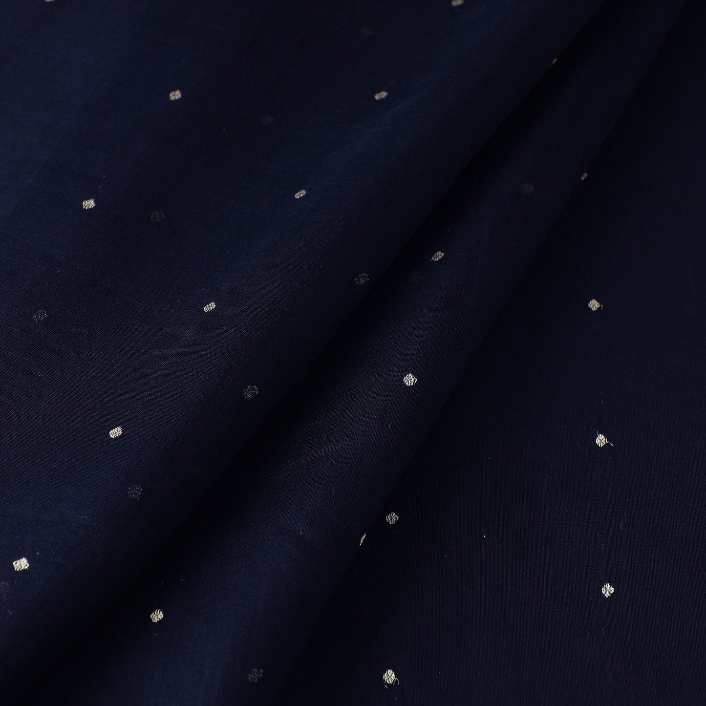 Blue Handloom Silk Cotton Zari Buti Chanderi Fabric