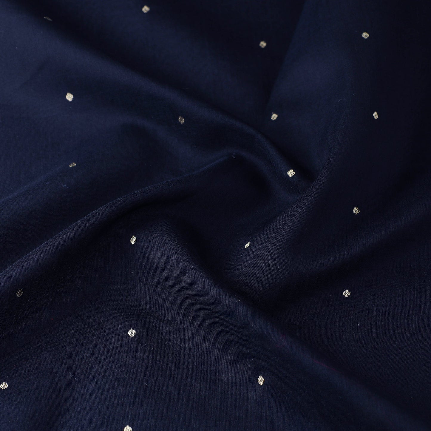 Blue Handloom Silk Cotton Zari Buti Chanderi Fabric