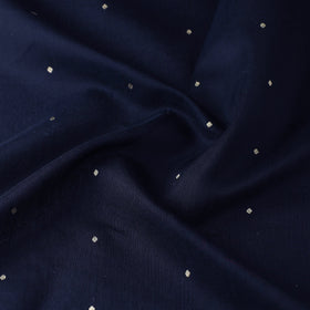 Blue Handloom Silk Cotton Zari Buti Chanderi Fabric