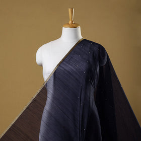 Blue Handloom Silk Cotton Zari Buti Chanderi Fabric