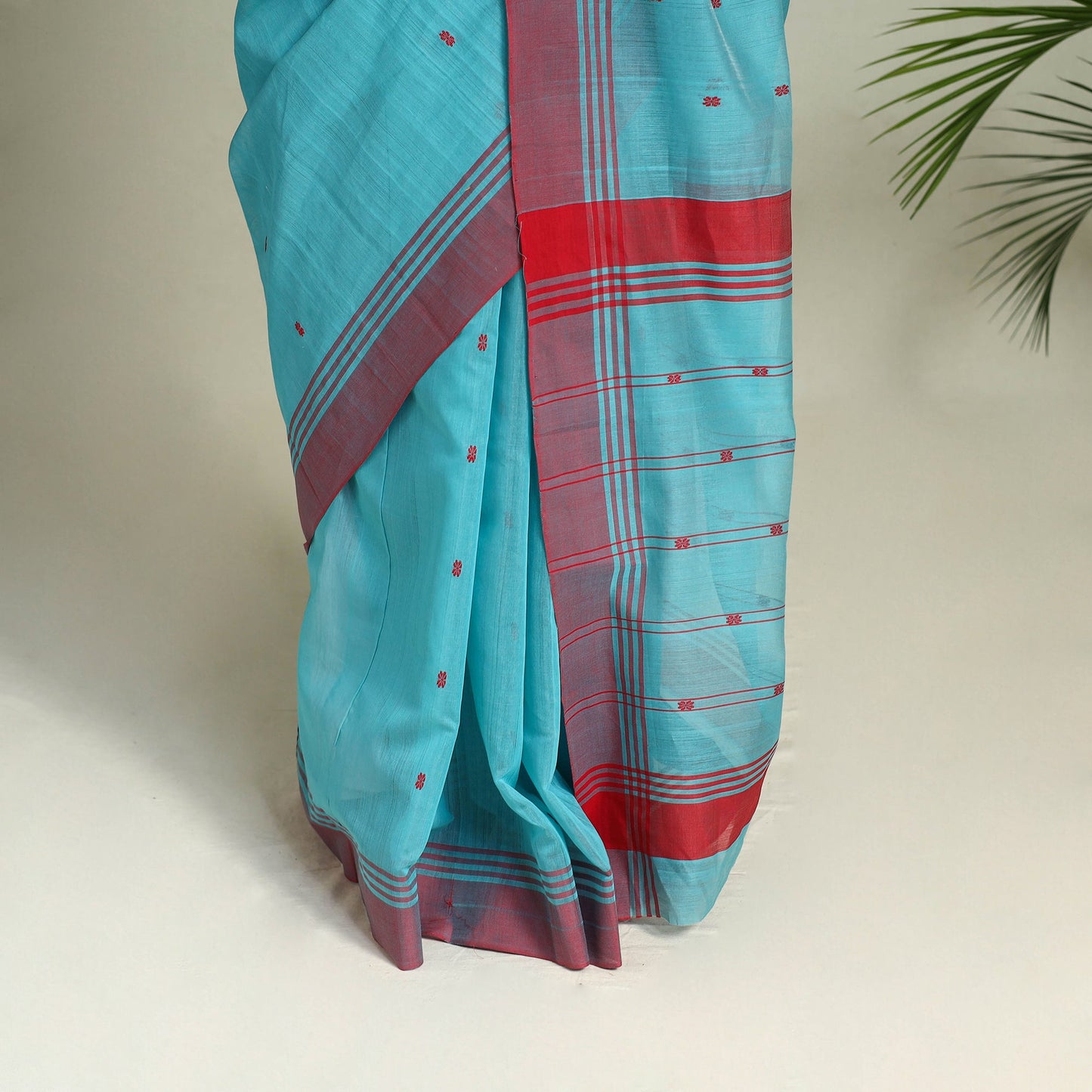 Buy Blue Handloom Thread Buti Chanderi Cotton Saree