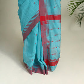 Buy Blue Handloom Thread Buti Chanderi Cotton Saree